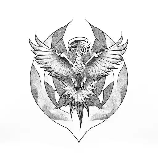 Pheonix With A Dragon And An Eagle