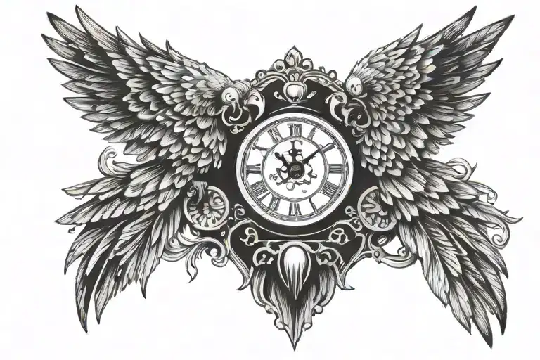 Clock With Parrots Wings