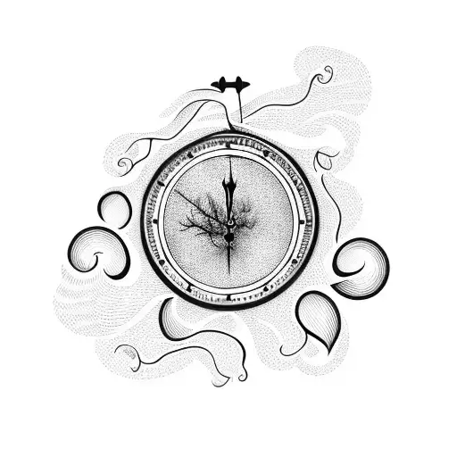 Clock With Fire With Tree Roots