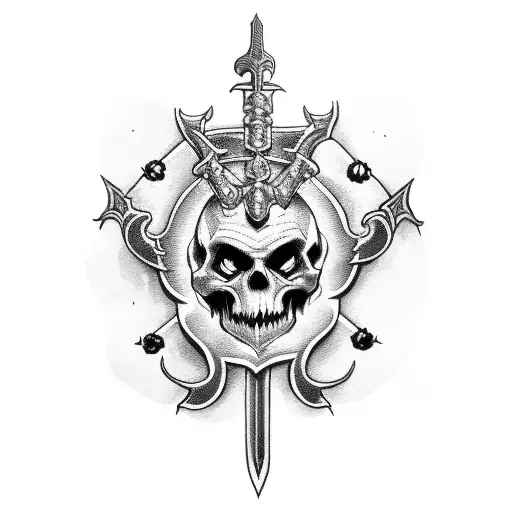 Sword With Skulls And Flames