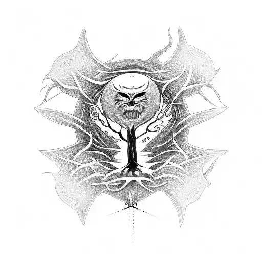 Tree Of Life With A Demon Face Hidden Within The Tree