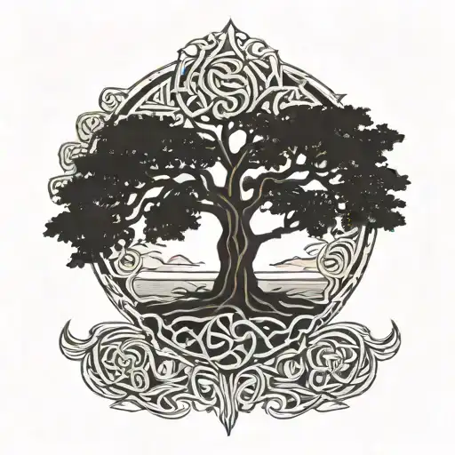 Celtic Tree Of Life With Sun Setting Philippine Sun