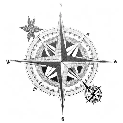 Compass Rose With Fluer De Lis