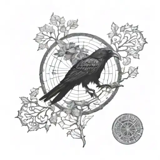 Vegvisir Elven Raven Perched
