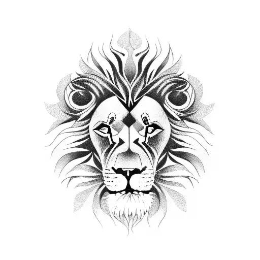 Lion With Cool Designs Popping Out