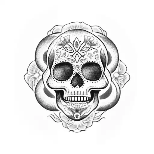 Sugar Skull Snake Rose