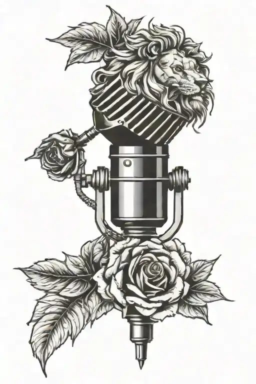 Microphone Rose Lion Clock Embedded