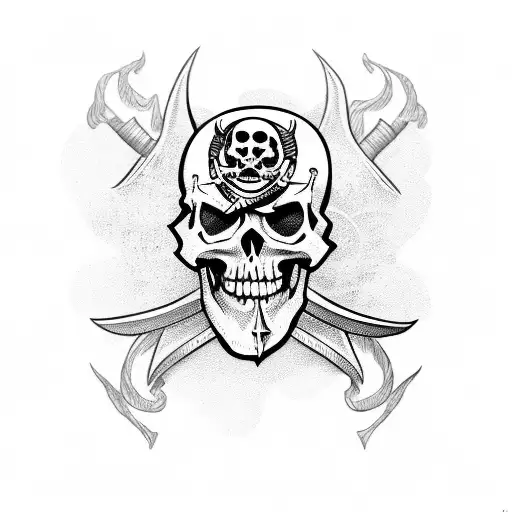 Pirate Skull With Scroll Saying No Quarter