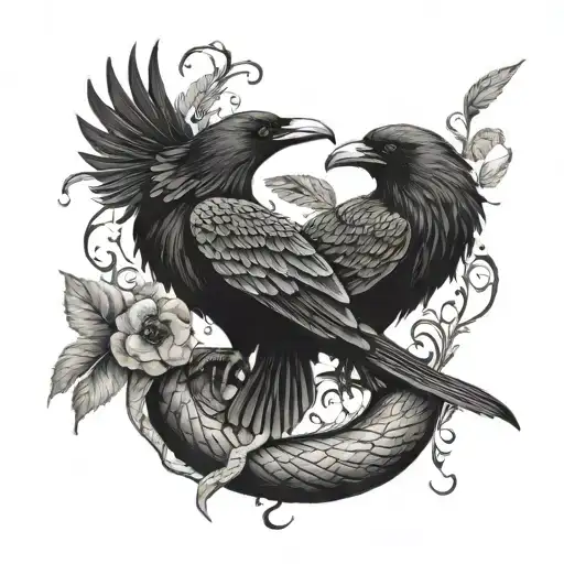 Raven And Snake Fight