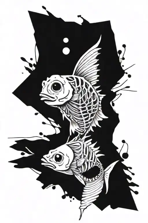Graffiti Fish Skeleton Wearing