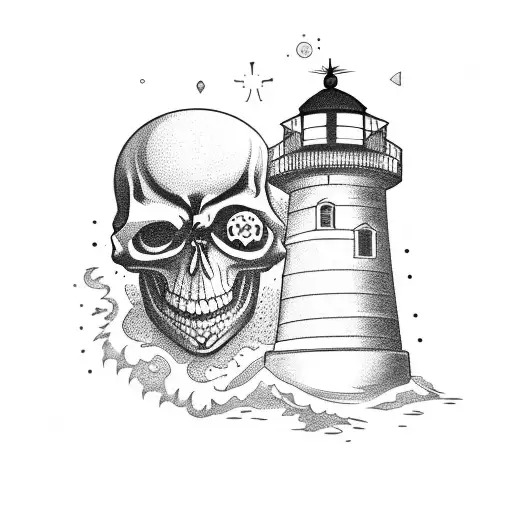 Lighthouse With Skull