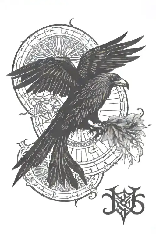 Vegvisir Symbol With Crow