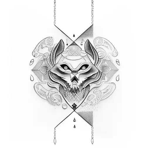 Black Neck Tattoo Lines Abstract