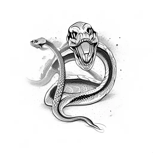 Cobra Snake Skeletons Facing Each Other