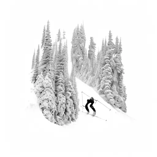A Skier Carving Through A Mountain Range