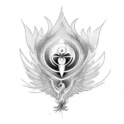 A Phoenix Emerging From A Golden Ratio Spiral