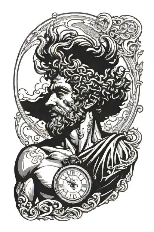 Greek God With Pocket Watch And Faded In Background