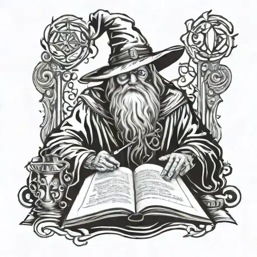 Wizard Reading A Book Open In Front