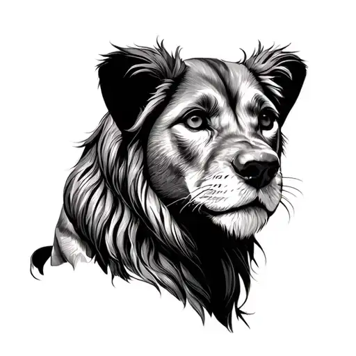 Lion King With A Dog Sitting