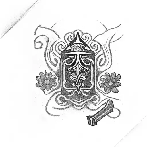 Ace Of Spades With Dice And Flowers Around The Card