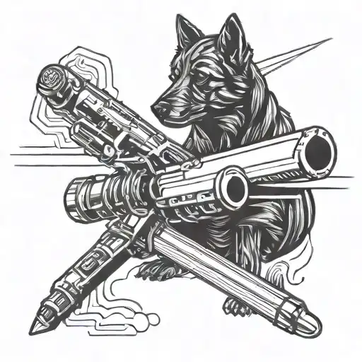 A Futuristic Lightsaber Design Incorporating A Silhouette Of A Dog