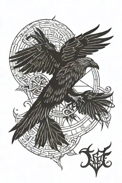 Vegvisir Symbol With Crow