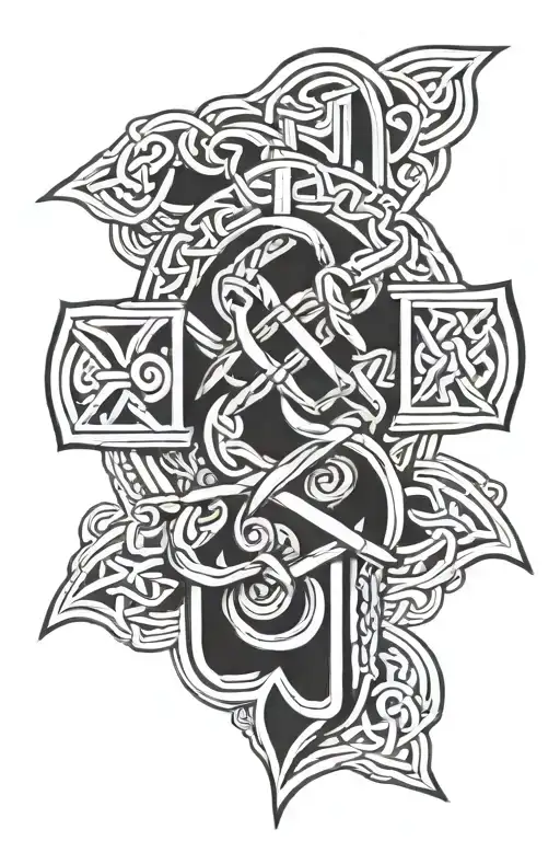 A Data Knot Centered Within A Celtic Cross