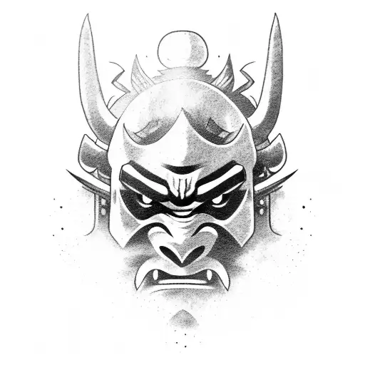 Oni Samurai Mask With Smoke All Around