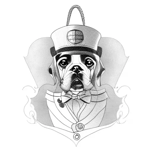 French Dog With Captain Hat