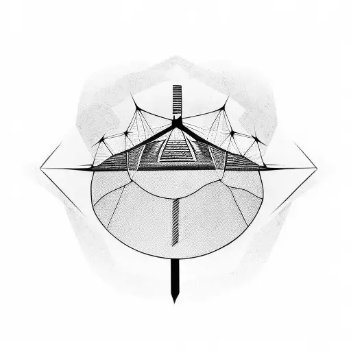 A Minimalist Tattoo Of A Soccer Field With An Industrial Skyline In The Background