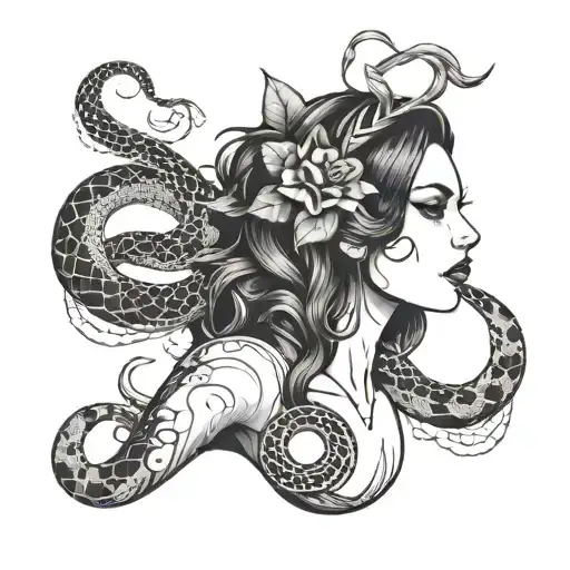 Women With Snake And Dollar