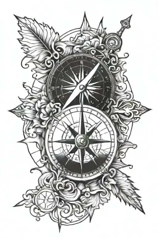 Compass Tattoo With Ocean Theme