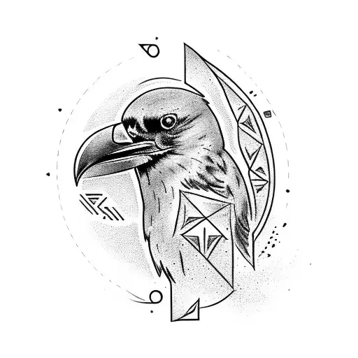 Full Body Raven With Nordic Runes