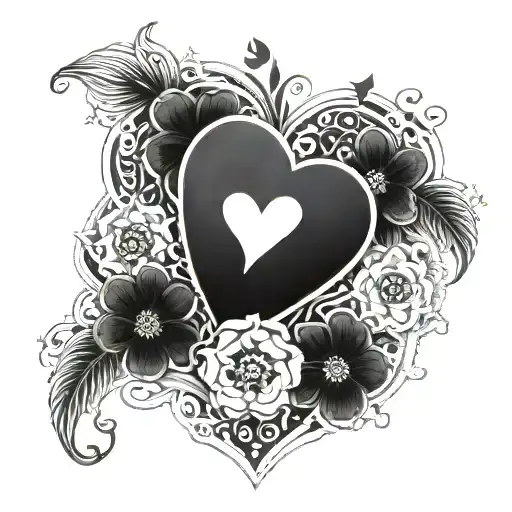 A Heart-shaped Military Badge Surrounded By Intricate Flower Patterns