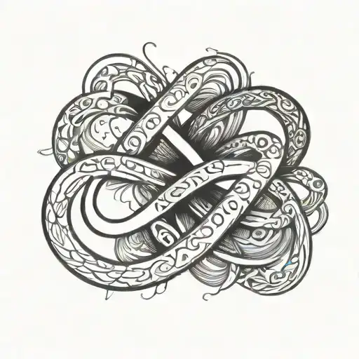 Infinity Symbol With Four Names Written
