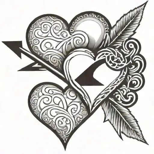 Two Hearts With An Arrow Going