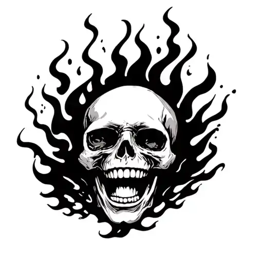 Laughing Skull Engulfed In Flames