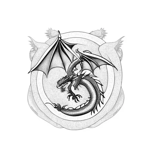 Dragon With Japanese Letters Under