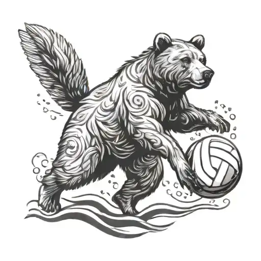 Bear Playing Waterpolo