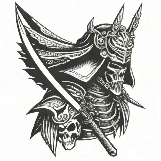 Saint Death Dressed Like A Samurai Cutting Head And I Roll