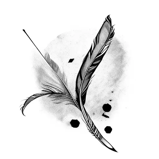 Feather With Ink And A Letter