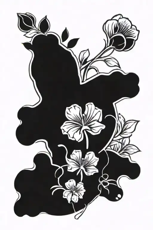 Barbell And Flowers Dog Paw Print Intertwined Within