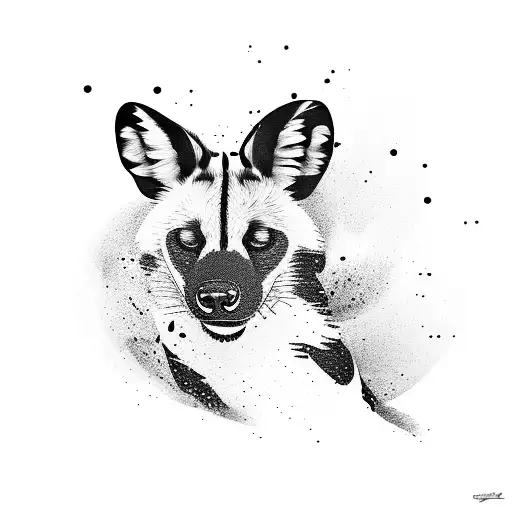 African Wild Dog Running In Bush