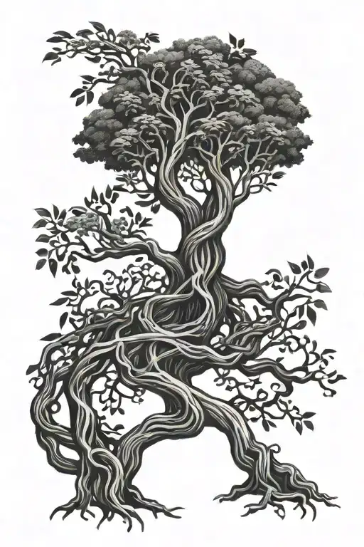 Tree Of Life Intertwined Full Sleeve Entangled Roots