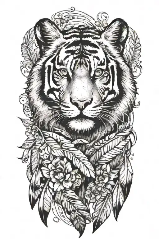Tiger With Feathers Dangling