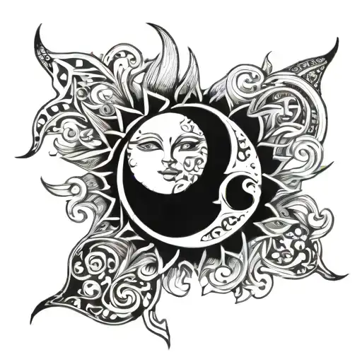 Sun And Moon Intertwined Hearts