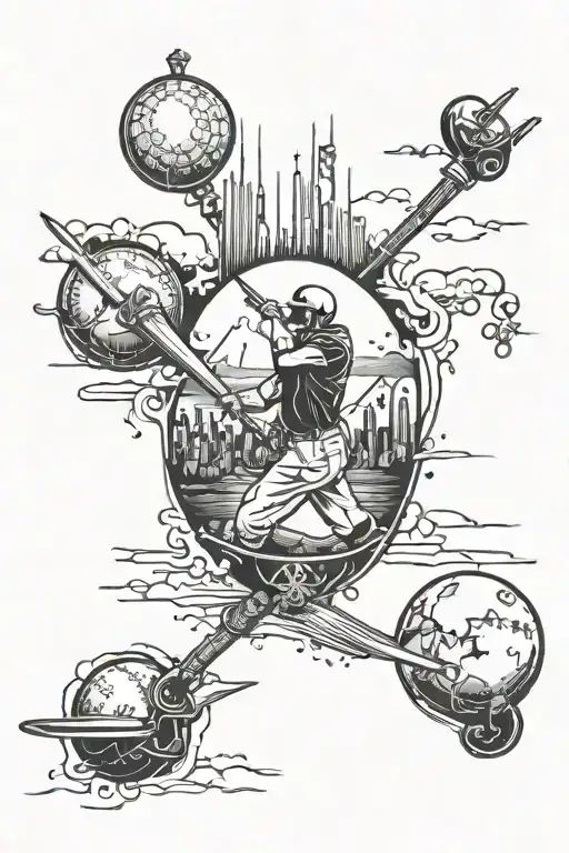 A Surrealistic Interpretation Of Life's Journey With Baseball Elements And Motivational Symbols