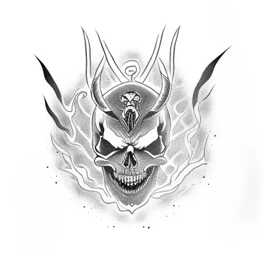 Skull Wearing Hannya Mask Struck By Lightning