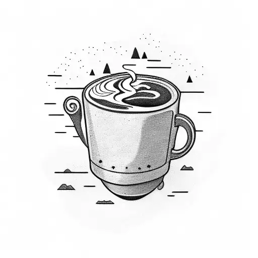 A Coffee Cup Nestled Within A Mountain Range