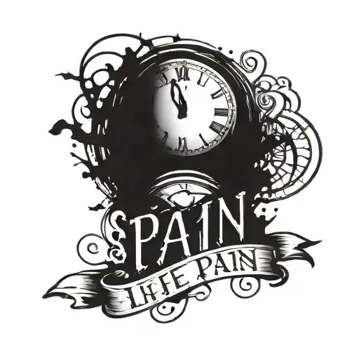 Life Is Pain Lettering With Broken Clock